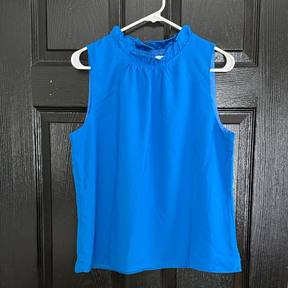 J. Crew Blue Sleeveless Tank Top with Mandarin Collar NWT